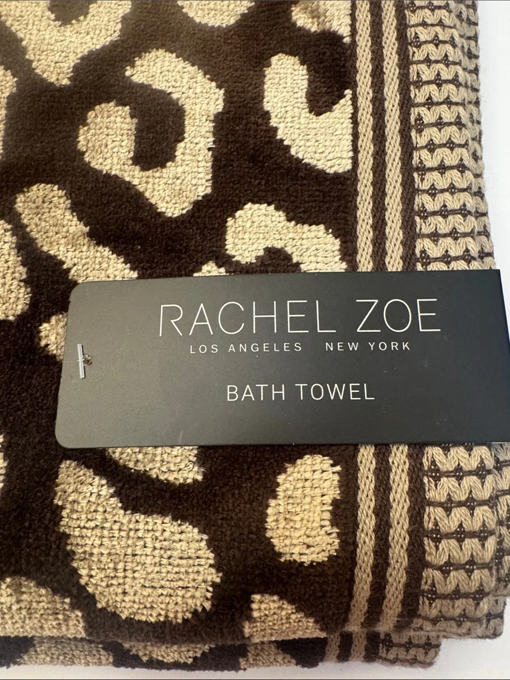 6pc RACHEL ZOE Cheetah Leopard Animal Print Bath Towel Set - Cotton/Viscose